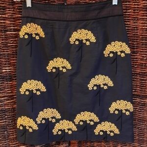 Anthropologie Floreat Size 4 Fennel Flower Embroidered Floral Pencil Skirt Black
